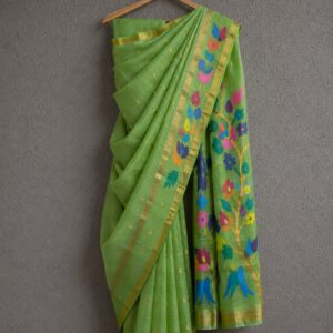 Kora Jamdani ridha by rajivi parrot green